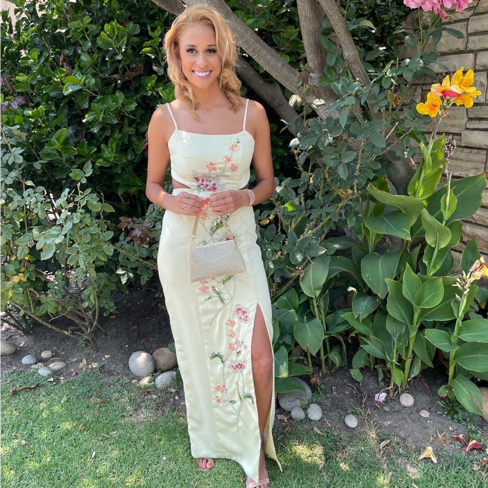 Yellow Embellished Maxi Dress